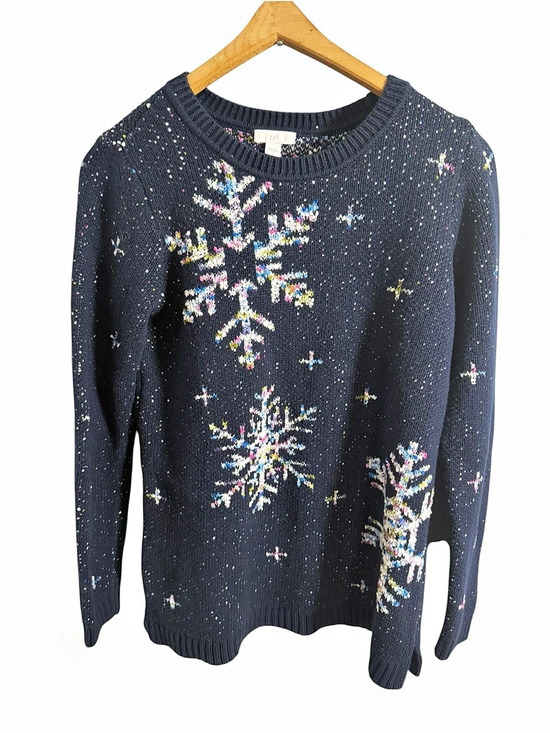 J. Jill Sweaters - J.Jill Embroidered Snowflake Sweater Snowflake Crewneck Sweater XS